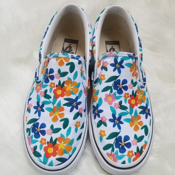 Vans Shoes - Custom Floral Slip On Vans